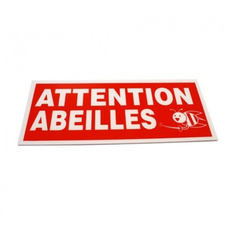 Panneau Attention Abeilles   Panneau Rectangle alveole - 40 x 18 cm