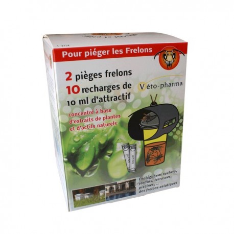 Pièges frelon (2 piege + 10 doses)